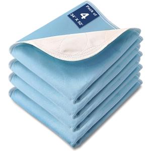 Bed Pads Washable Waterproof, 52" x 34" (4 Pack) Incontinence Bed Pads, Waterproof Bed Pad & Pee Pad, Perfect for Kids, Adults, The Elderly and Pets (Dark Blue)