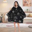 Mewkou Wearable Blanket Hoodie for Adult, Oversized Sherpa Fleece Blanket Hoodie for Women Men, Sun and Moon, Adult