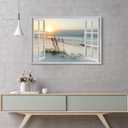 Sea Whisper Beach Painting Wall Art Canvas : 24x36 Inch Coastal Window Artwork Sunrise Picture Seascape Painting Ocean Print for Bedroom Decor 24"L x 36"W