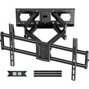 Full Motion TV Wall Mount for 26.7 Inch TVs Mounts Up to 132lbs, Fit 16" Wood Stud, Max VESA 600x400mm, Swivel and Tilt Articulating Wall Mount TV Bracket with Hole Drilling Template