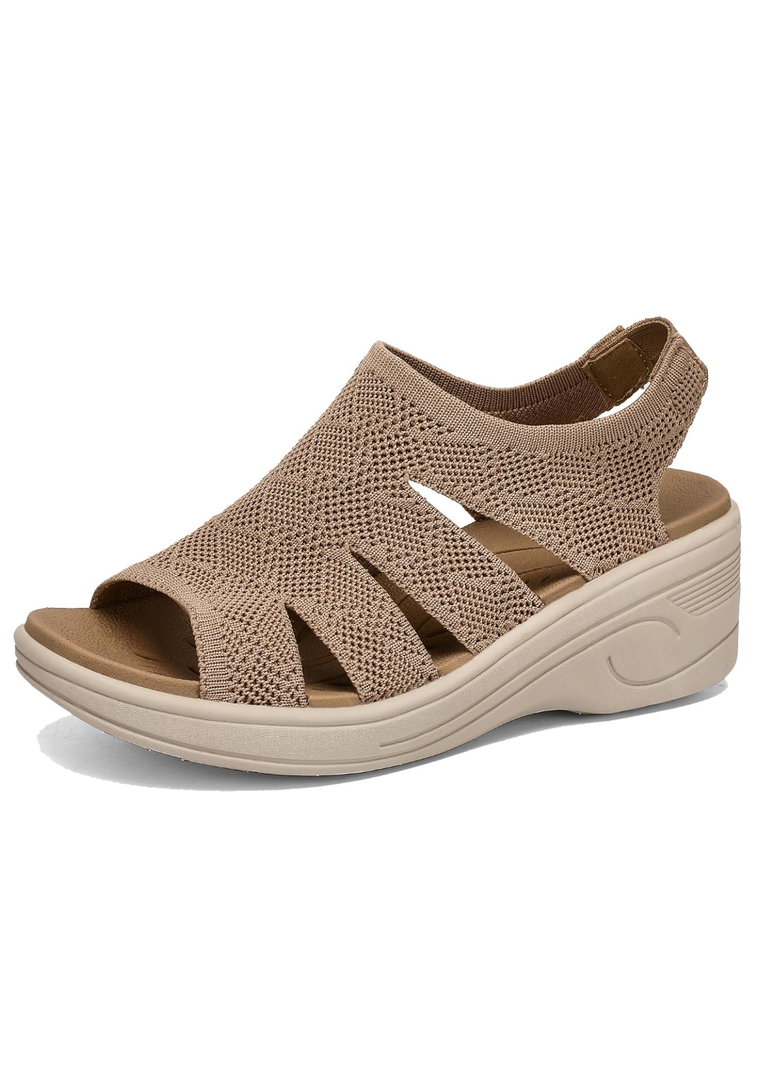 Womens Wedge Sandals Platform Walking Sandals Open Toe Ankle Elastic Strap Casual Comfortable Summer Dressy, 7-7,5