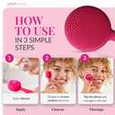 PMD Clean Mini - Smart Facial Cleansing Device with Silicone Brush & Anti-Aging Massager - Waterproof - SonicGlow Vibration Technology - Clear Pores and Blackheads - Lift, Firm, and Tone Skin