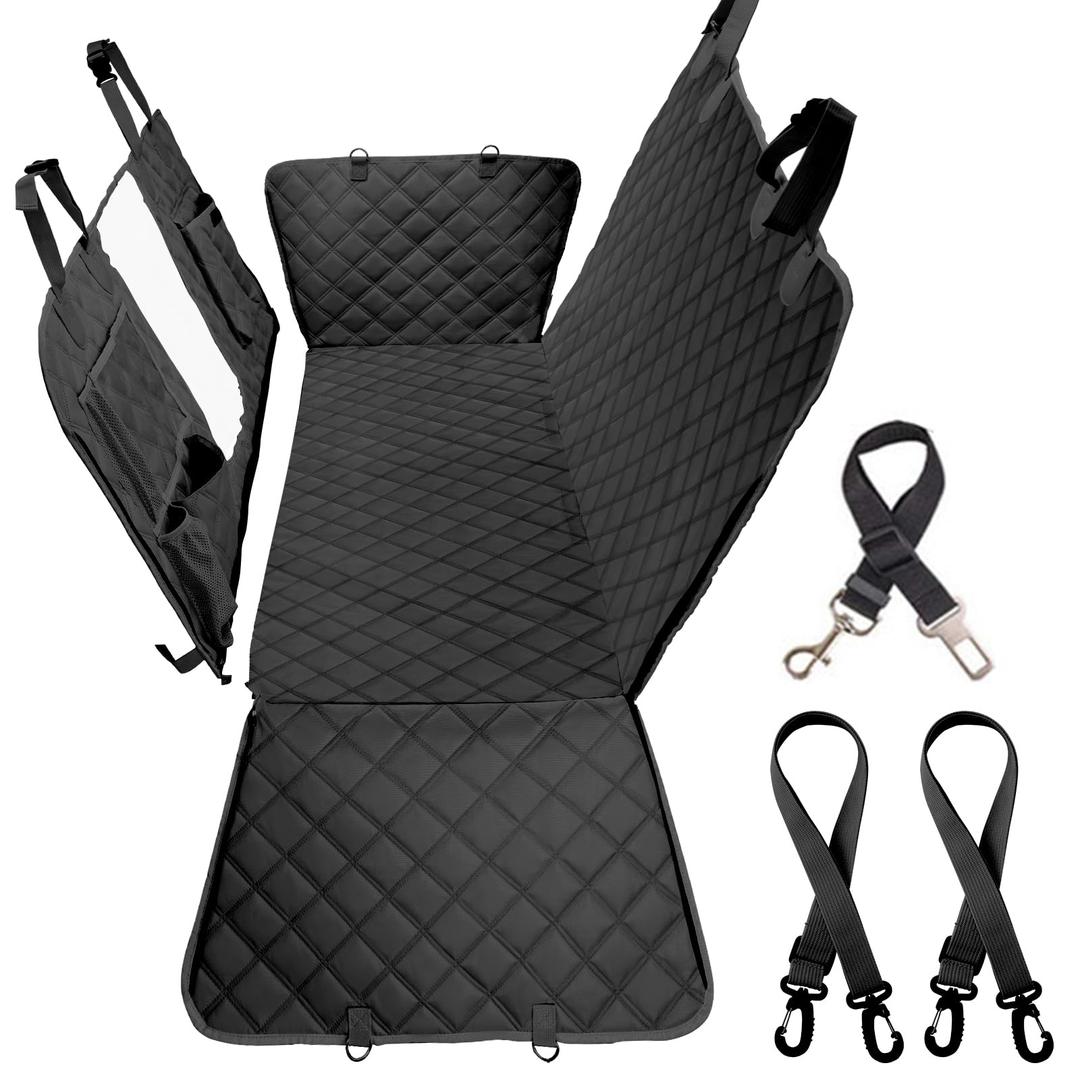 Bark Lover Dog Car Seat Covers for Back Seat, Car Seat Protector for Dogs Hammock for Cars Trucks SUV, Full Coverage Protection for Your Vehicle Interior, Black Mesh, Regular 54"W x 58" L