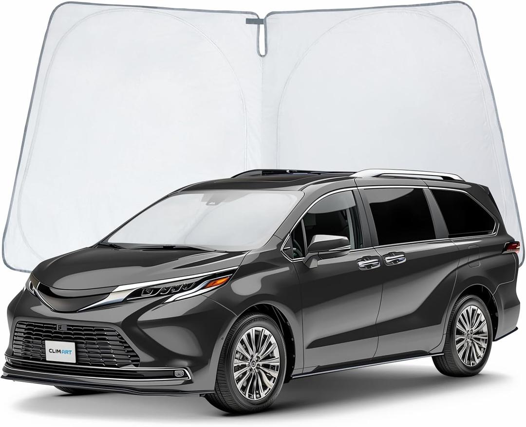 CLIM ART Windshield Sun Shade for Toyota Sienna 2021-2025, Custom-Fit Foldable Car Sunshade, Vehicle Sun Protector, Front Auto Windshield Cover, Car Accessories - WS8009