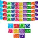 Mexican Party Banners (5 Pack with 10 Plastic Flags per Banner) - Papel Picado Mexicano para Fiesta - Plastic Papel Picado - Fiesta Themed Party Decorations - Mexican Decor