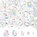 Syhood 570 Pcs 5 Sizes Bright Clear Fake Crushed Ice Rocks Iridescent Acrylic Crystal Gems Plastic Diamonds for Vase Fillers Winter Wedding Fish Tank Display Aquarium Table Scatter Holiday Decoration