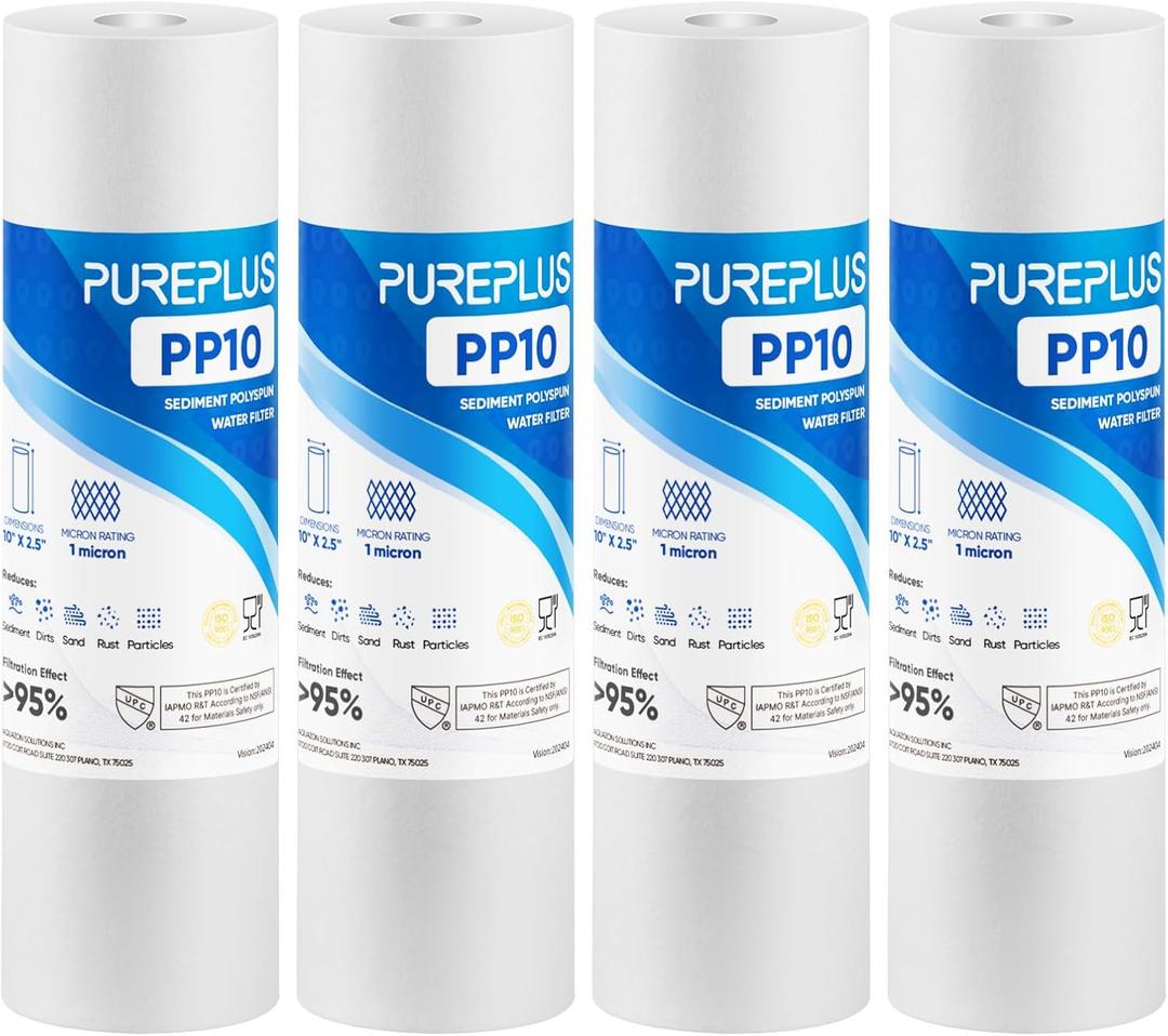 PUREPLUS 1 Micron 10"x2.5" Whole House Sediment Water Filter PP10 6 Pack