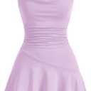 OYOANGLE Women's Sleeveless Halter Ruffle Short Dress Open Back Ruched A Line Holiday Party Dresses (Pink, S)