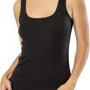 VAVONNE Camisole for Women, All Cotton, Airy Soft Comfy Tank Tops Cami Undershirt (L, Tank Black)