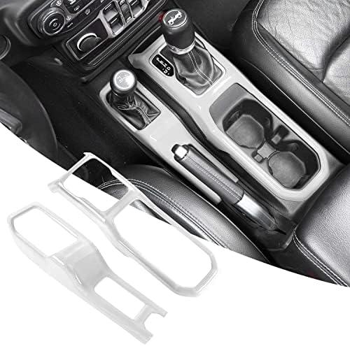 RT-TCZ Center Console Gear Shift Panel Trim Cover 4WD Four Wheel Drive Cup Holder Panel Trim Cover Decoration Interior Accessories for Jeep Wrangler JL JLU & Gladiator JT 2018-2024,White