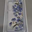 GVIEWIN Compatible with Samsung Galaxy S25 Case, Clear Floral Slim Shockproof Protective Women Phone Case, Non-Yellowing, with Screen Protector & Camera Lens Protector 6.2", Aconite/Blue