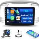 2G+64G Android 13 Car Stereo for Hyundai Accent 2006-2011 with Wireless Apple Carplay Android Auto,9'' Touchscreen Car Radio with WiFi,GPS Navigation,Bluetooth FM/RDS SWC Daul USB+AHD Backup Camera