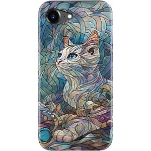 for iPhone 16e Case - Wireless Charging Compatible - Dual-Layer Hard Shell + Silicone Cover - Shockproof Protective Phone Case with Stylish Designs for Women - an Abstract Ragdoll Cat