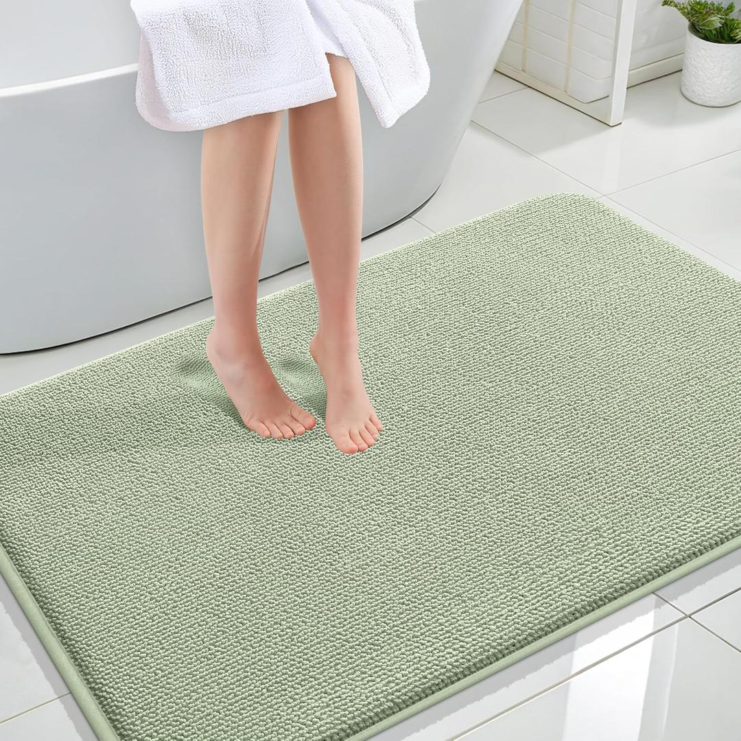 OLANLY Thick Memory Foam Large Bathroom Rugs 47x32, Extra Soft Absorbent Bath Rug, Quick Dry Bath Mat, Non-Slip, Machine Washable Mats for Bathroom, Tub and Shower, Home Decor Accessories, Sage Green
