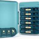 Weekly Pill Organizer 4 Times a Day, 7 Day Pill Box 4X, Portable for Travel Pill Case for Pills/Vitamin/Fish Oil/Medication/Supplements (4x7 Blue) (4 times x 7 days)
