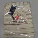 Rouen Mens Golf Shirt Moisture Wicking Dry Fit Performance Stripe Casual Collared Short Sleeve Golf Polo Shirts for Men (3X-Large, Light Khaki Stripe)