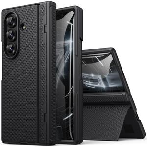 for Samsung Galaxy Z Fold 7 Case with Stand, Front Screen Protector, Hinge Protection, Slim & Rugged, Full Body Hard Cover, Daily Drop Protective Phone Case for Samsung Z Fold 7 5g 2025, Black
