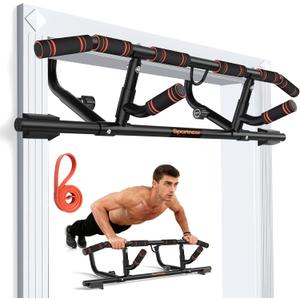Sportneer 2026 Upgrade Pull up Bar for Doorway with Folding Handle, Door Pull up Bar Door Frame Multi-grip Upper Body Trainer, 440lb, Indoor Fitness for Home Gym Strength Training - US Patent Pending