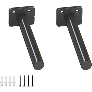 6.25" Solid Steel Floating Shelf Brackets, 2 Pack Heavy Duty Hidden Brackets Blind Shelf Supports with Hardware for Floating Wood Shelves Screws and Wall Plugs Included