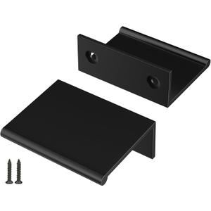 Peaha 10 Pack Kitchen Cabinet Handles 1-5/16 inch Black Pulls for Dresser Drawers Door Edge Finger Pull Aluminum Alloy Hardware