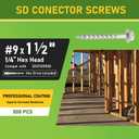 #9 x 1-1/2" SD Connector Screws, 500 pcs 1/4" Hex Drive Heavy-Duty Joist Hanger Screws for Decking,Framing, and Wood-to-Wood Connections, Mechanical Galvanized