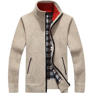 Yeokou Men's Casual Slim Full Zip Thick Knitted Cardigan Sweaters with Pockets (X-Large)