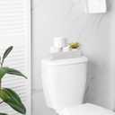 ALELION White Bathroom Basket - Wooden Toilet Tank Paper Basket with Handle for Organizing - Back of Toilet Storage Organizer for Bathroom Tank Topper Counter - White Bathroom Decor Box