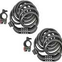 SEPOX® 1Pcs Pack 6FT Extra Long Cable Combination Bike Locks, 4 Digits Retractable Security Lock, 12mm Heavy Duty Anti Theft Anti Rust Cable for Bicycle, Scooter, Gate, Outdoor Equipment, Weatherproof Black