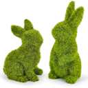 MicoSim Easter Bunny Decorations,Resin Moss Bunny Figurine,Garden Artificial Moss Rabbit Easter Décor Easter Party Favors Gifts(Medium, 2pcs)