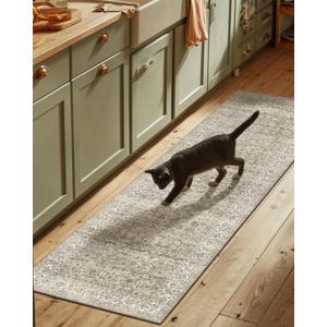 Machine Washable Kitchen Runner Rugs: 2'6"x8' Hallway Rug Stain Resistant Non Slip Low Pile Soft Carpet Runners for Hallways Indoor Entryway Kitchen Laundry Room Bedroom Bathroom Farmhouse