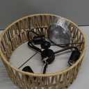 3-Light Coastal Woven Flush Mount Light Fixture Boho Rustic Hemp Rope Drum Semi Flush Mount Ceiling Light for Hallway Bedroom Kitchen Entryway Farmhouse Living Room, Black