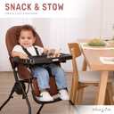 Dream On Me Snack and Stow Highchair | Adjustable Feeding Chair with Removable Tray, Lightweight, Foldable Design, Easy to Clean, Perfect for Toddlers & Infants, Cognac 
