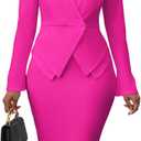 Salimdy Women's Suits 2 Piece Skirt Set Business Work Outfits Blazer Dress Jacket Pencil Skirts Suit Sets