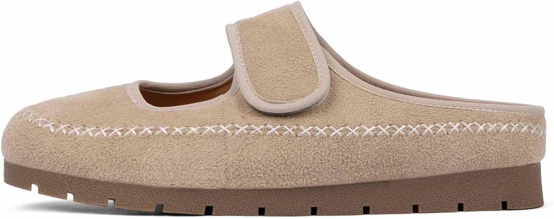 Mules for Women Mary Jane Flats Womens Clogs Slippers Slides Walking Casual Office Shoes (9.5, Khaki)