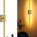 iThird 1 Pack Battery Operated Wall Sconce, Wireless Battery Wall Sconce with Remote Control, Gold LED Rechargeable Sconces, 31.5 Inch Modern Cordless Wall Lights for Bedroom Living Room Picture