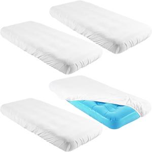 Breling Kids Air Mattress Fitted Sheets Compatible with Intex Cozy Kidz (Sheet Only) Toddler Inflatable Mattress Sheets for Kids Sleepover Party Travel Camping Airbed (White,4 Pcs)