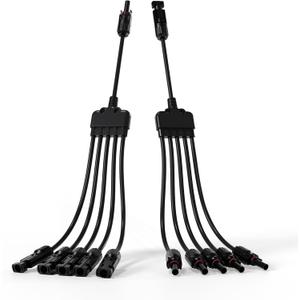 1 Pair Solar Connectors Y Branch,1 to 5 Solar Parallel Connector for Solar Panels,30A 1000V Solar Panel Splitter