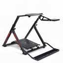 Qvwzd Racing Wheel Stand Foldable Height Adjustable Steering Wheel Stand Portable Racing Simulator Cockpit Metal Frame Universal Fit for Logitech G29 G920 G923 G27 G25 Thrustmaster T300RS T248 T150 T500 Xbox PS4 PS5 PC Square Tube Stand With Chair Slot