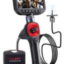 Ralcam 360 Articulating Borescope Dual Lens, 5'' Joystick 4 Ways Industrial Endoscope Camera with Light, 6.5mm Slim Probe, 5.0FT Semi-Rigid Snake Inspection Camera for Automotive Mechanics