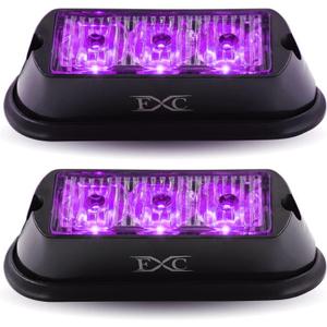 FXC (2PCS 3-LED Strobe Light Purple Waterproof Emergency Beacon Flash Lights,Purishion Caution Bar 12 Different Flashing Car SUV Pickup Truck Van (Purple)