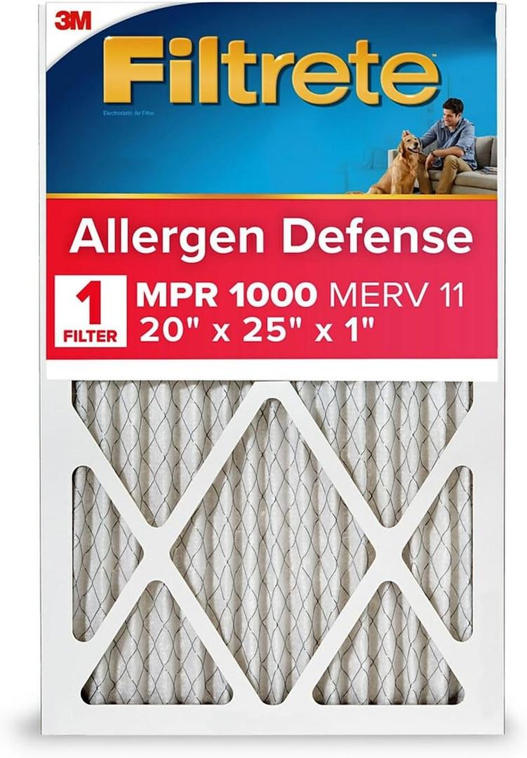 3M Filtrete 20x25 x 1 in. Micro Allergen Defense Pleated Furnace Air Filter, MPR 1000, 3 Months 