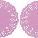 Round Paper Doilies, 100 Pcs 3.5 Colorful Decorative Lace Paper Doilies Disposable Placemats for Wedding Birthday Desserts Cakes Party Tableware Food Decoration, Pink