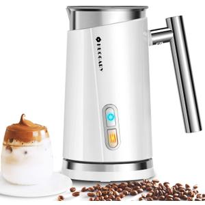 Huogary Milk Frother, Milk Frother and Steamer for Milk Foam & Hot Milk(4.5oz/10.5oz), Electric Milk Frother and Warmer for Homemade Latte, Cappuccinos, Macchiato, 120V, White