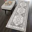 Ileading Vintage Runner Rug for Hallway,Machine Washable Carpet Runners with Rubber Backing,Non Slip Kitchen Floor Mat for Entryway Bedroom Laundry Living Room(Grey&Brown 2x6ft) (2' x 6' (Rectangular))