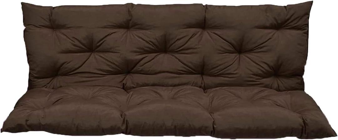 Outside Benches Cushion with Backrest, Thicken Waterproof Swing Cushions 2/3 Seater Replacement, Porch Swing Cushions Outdoor (Brown, 40 x 60 inch)