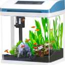 Small Fish Tank 2 Gallon Glass Aquarium Starter Kits Self Cleaning w/Colorful LED Light for Betta Shrimp Guppy Jellyfish Goldfish Beta,Room Decor Desktop, Gifts (Clear)