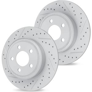 R1 Concepts Rear Brake Rotor Kit |Brake Rotors| Brake Disc |Drilled and Slotted|fits 2002-2022 Nissan Altima, Juke, Maxima, Sentra; Renault Safrane 