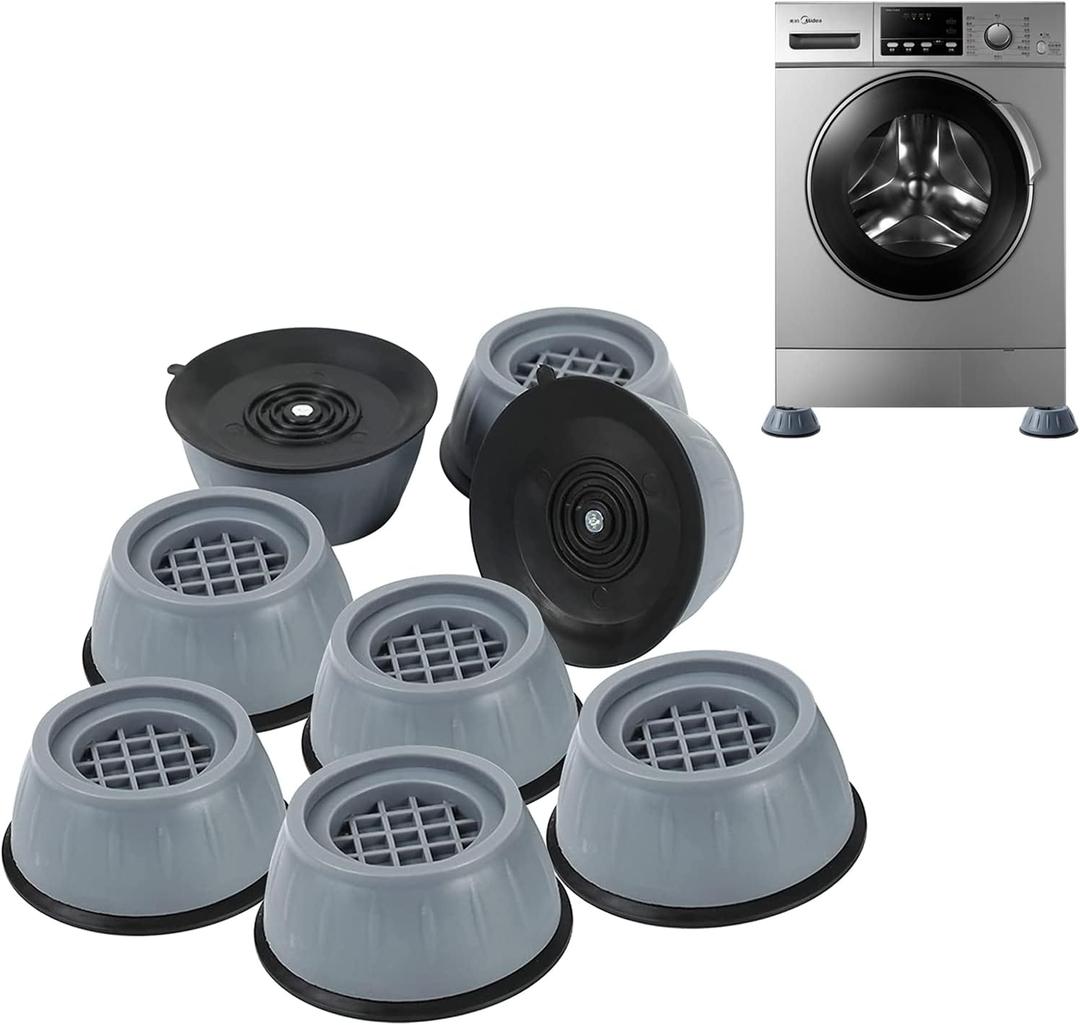 Anti Vibration Pad for Washing Machine Support Set of 8, Rubber Washer Dryer Non Slip Shock Noise Cancelling Foot Mat, Anti-Walking Stabilizer Refrigerator Support Pad Pedestals for Washing Machine (Grey)