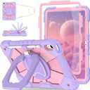 WESOROL Case for iPad (A16) 11th/10th Generation 2025/2022 with Screen Protector Rotating Stand Pencil Holder iPad Case 10th Generation Shockproof Cover for iPad 11th/10th Gen Cases,Purple Rose