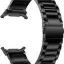 LDFAS Titanium Band for Galaxy Watch Ultra, Galaxy Watch 7/6 Classic 47mm/45mm/44mm Metal Replacement Strap for Men and Women (Black)